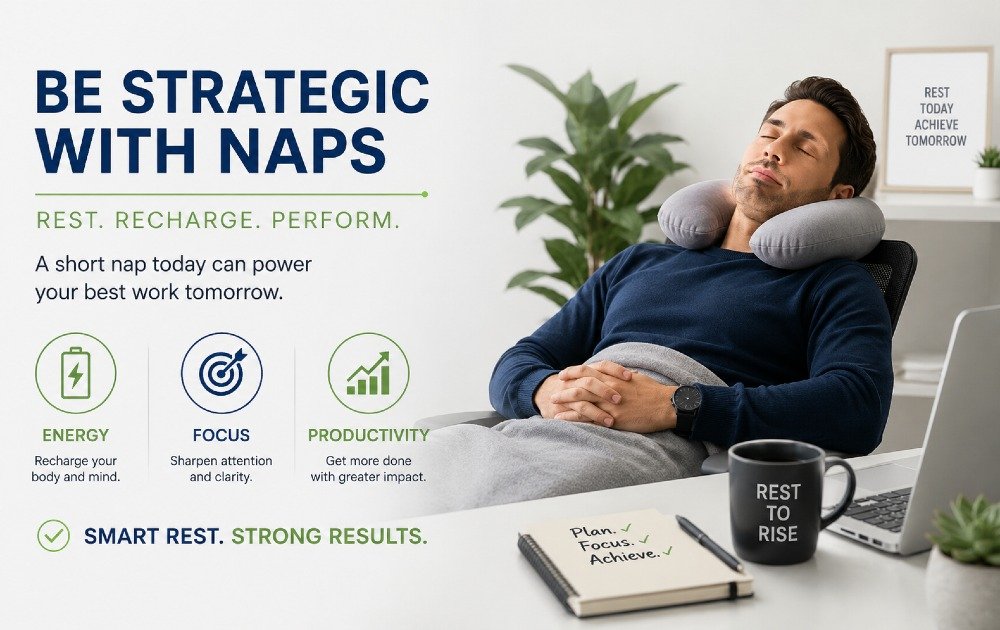 Person resting during a short, strategic nap to boost energy, focus, and productivity.