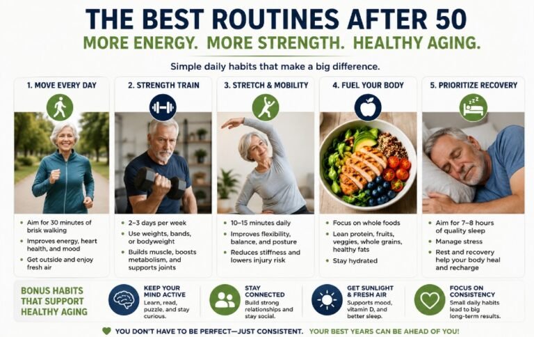 Simple, effective routines for adults over 50 to boost energy, build strength, and support healthy aging.
