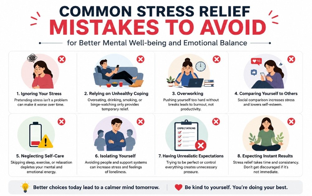 Common stress relief mistakes to avoid for better mental well-being and emotional balance