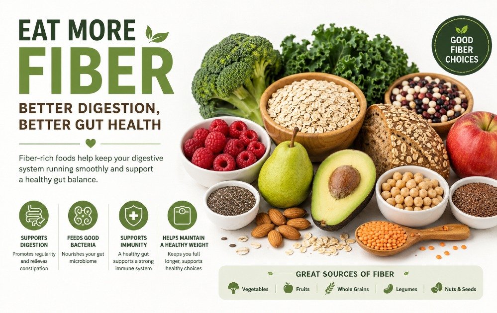Fiber-rich foods supporting healthy digestion and gut balance