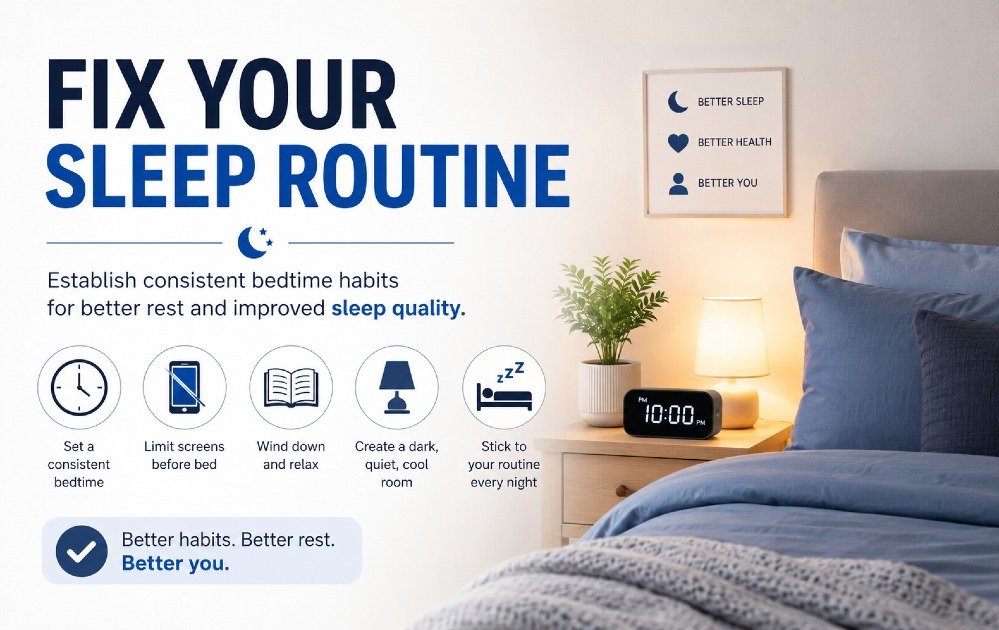 Fix your sleep routine by establishing consistent bedtime habits for better rest and improved sleep quality.