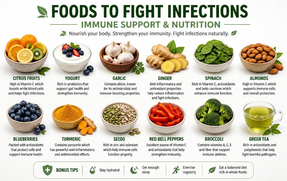 Nutritious foods that support immune health and help the body fight infections naturally