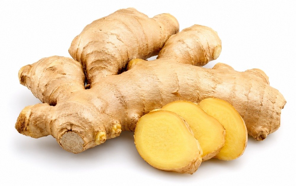 Fresh ginger root showing its knobby texture and golden-brown skin, commonly used for cooking and natural remedies.