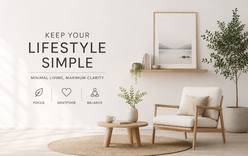 Minimal lifestyle concept showing a calm, organized space representing simple living and clarity.