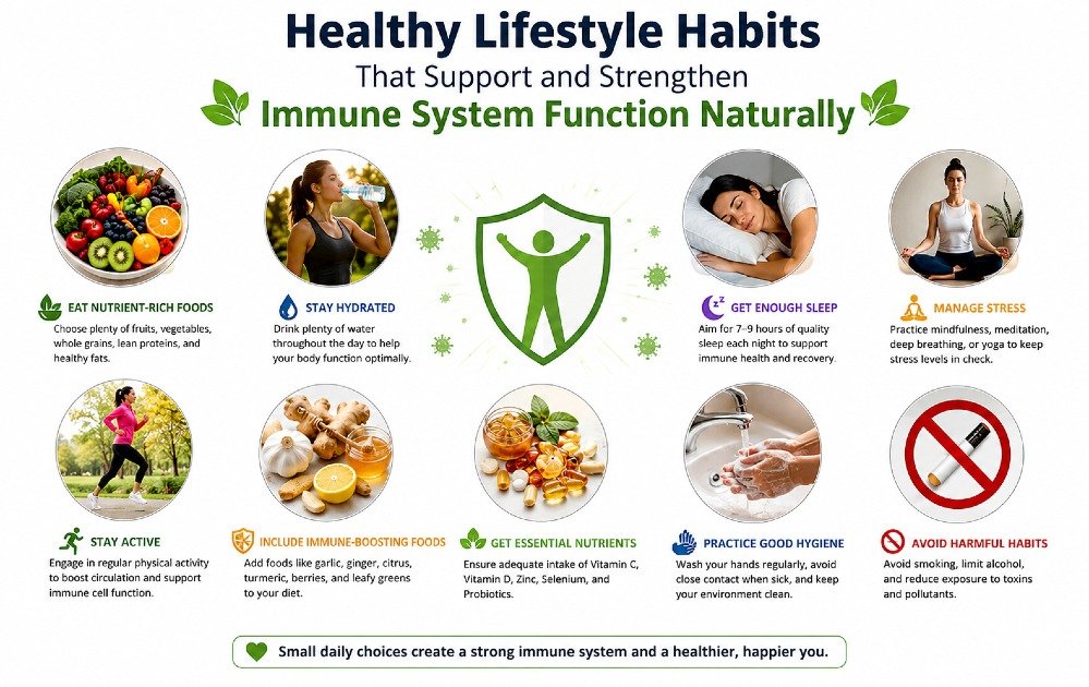 Healthy lifestyle habits that support and strengthen immune system function naturally