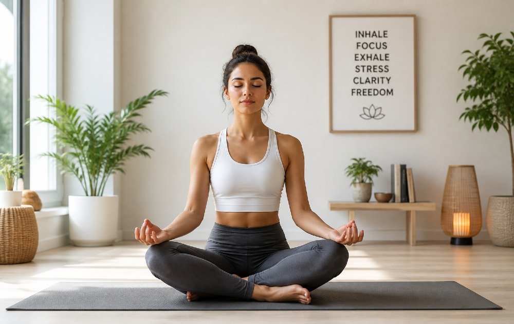Person practicing mindful yoga in a calm indoor space to enhance mental clarity and focus