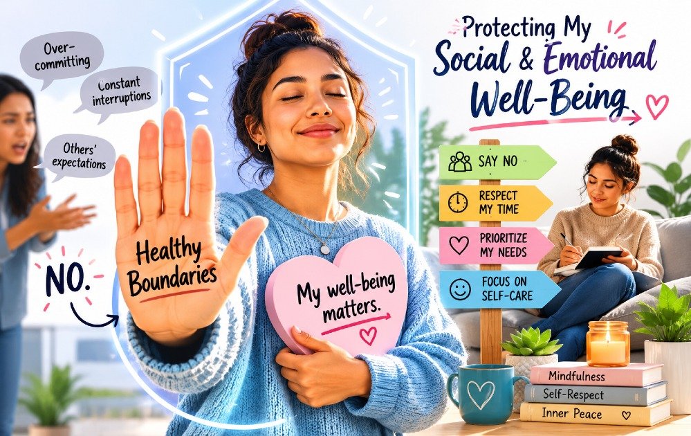 Person practicing healthy boundaries to protect social and emotional well-being