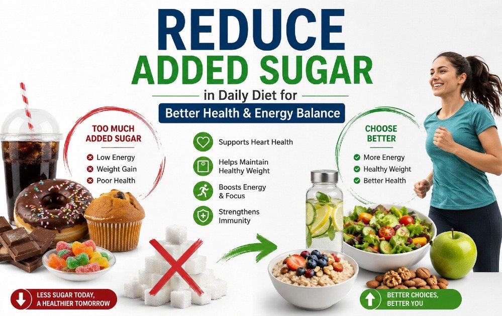Reduce added sugar in daily diet for better health and energy balance