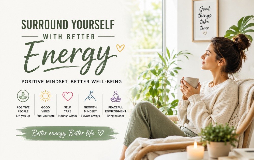 Positive energy mindset concept with uplifting, calm surroundings promoting emotional balance and well-being.