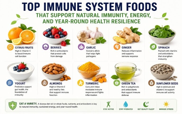Top immune system foods that support natural immunity, energy, and year-round health resilience.