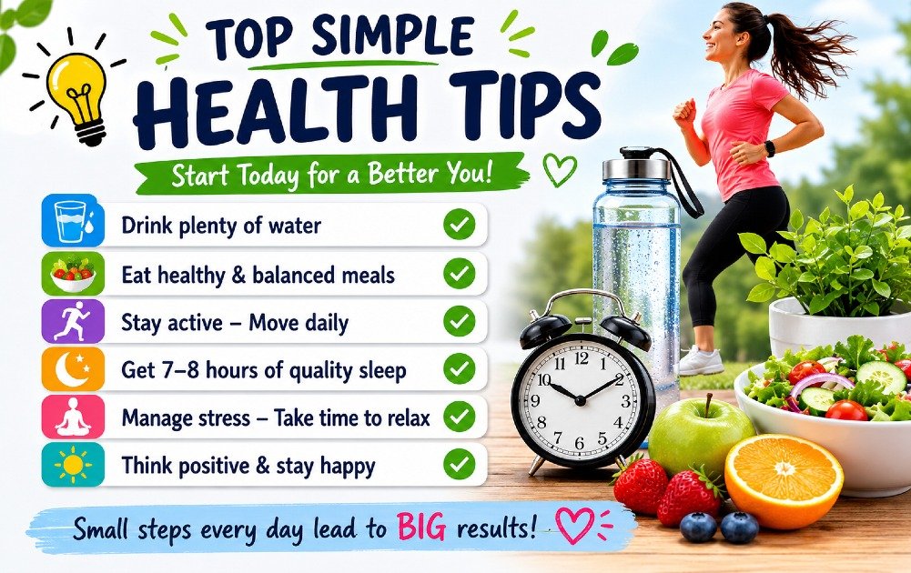 Simple daily health tips checklist for better energy, wellness, and healthy living habits