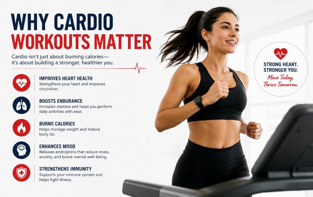 Person engaging in cardio workout to improve heart health and overall fitness