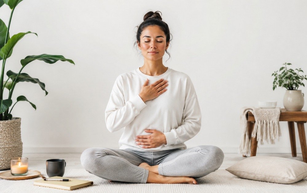 Person practicing a mindfulness ritual to restore daily balance and mental clarity.