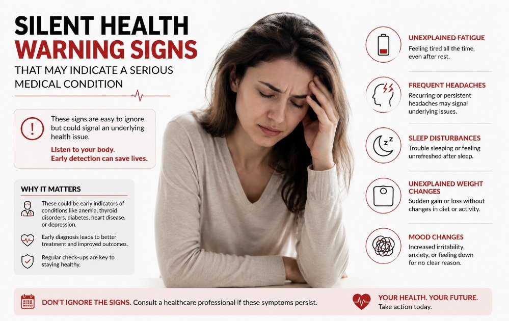 Person experiencing fatigue and headache, highlighting subtle health warning signs that may indicate an underlying medical condition