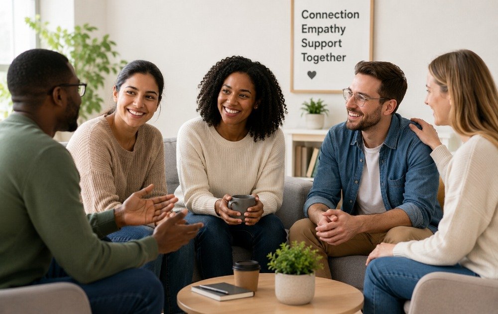 People building strong social connections through meaningful conversation and support