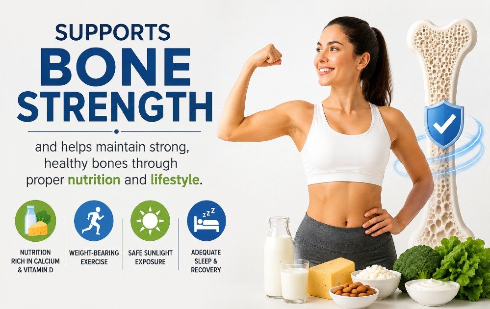 Supports bone strength and helps maintain strong, healthy bones through proper nutrition and lifestyle.