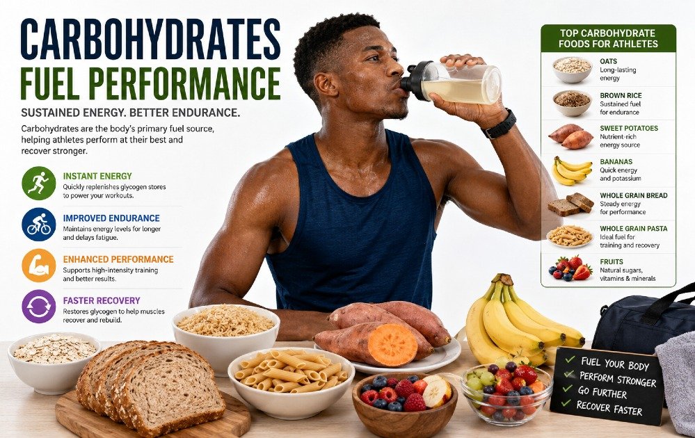 Athlete fueling physical performance with carbohydrate-rich foods for sustained energy and endurance.