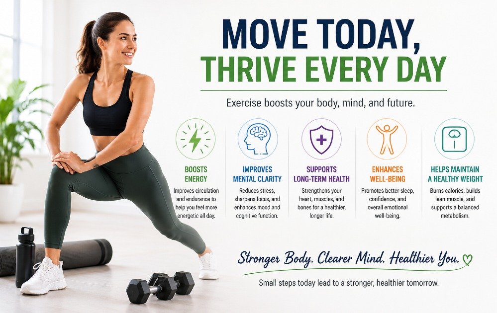 Person exercising to boost energy levels, improve mental clarity, and support long-term physical and mental health.