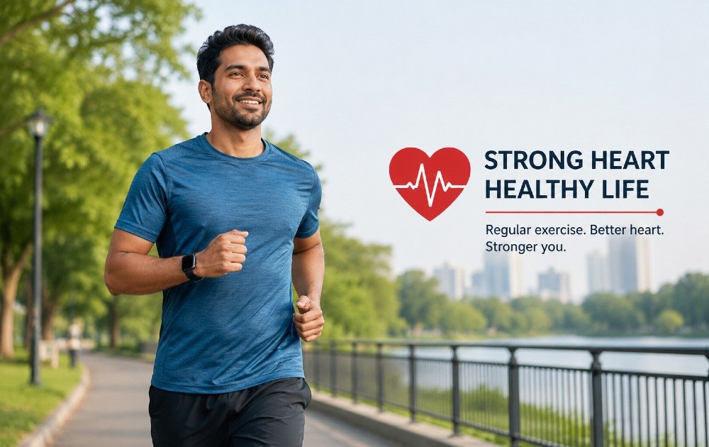 Adult jogging outdoors to support heart health and reduce the risk of heart disease through regular exercise and preventive health.
