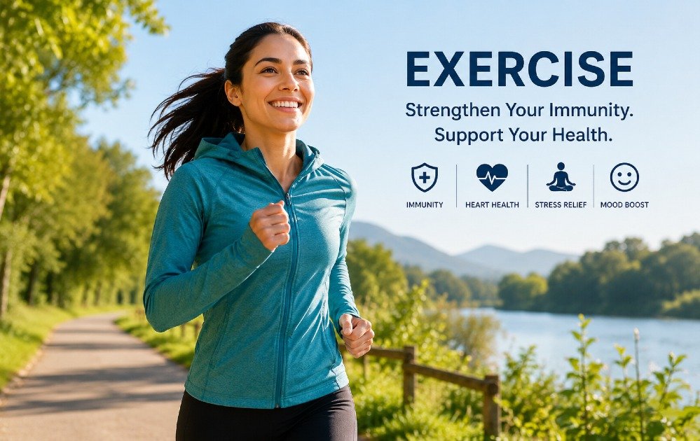 Person exercising outdoors to strengthen the immune system and support overall health.