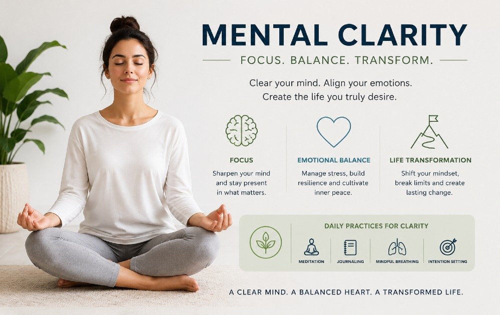 Person practicing mental clarity techniques to support focus, emotional balance, and life transformation.