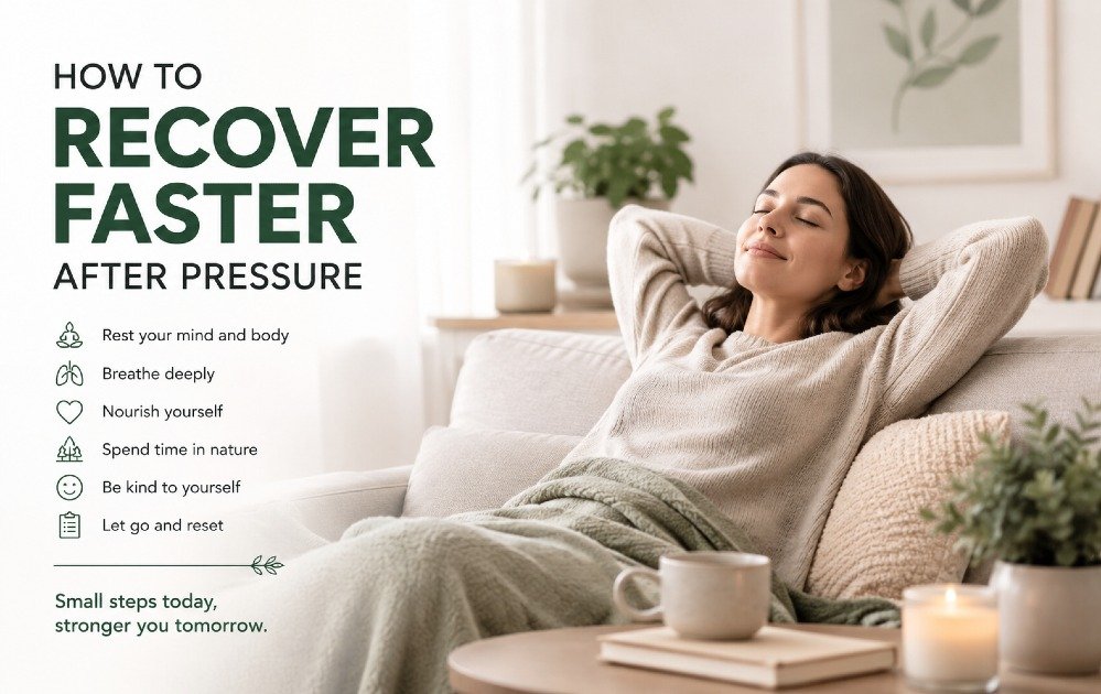 Person resting and recovering in a calm environment to promote faster recovery after pressure and stress