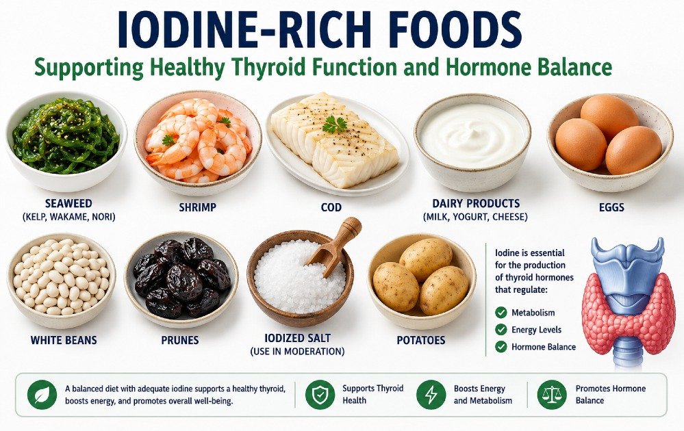 Iodine-rich foods supporting healthy thyroid function and hormone balance