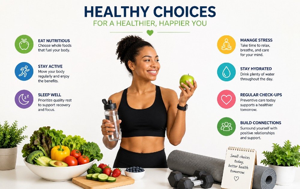 Person making healthy lifestyle choices supporting long-term preventive health and wellness.