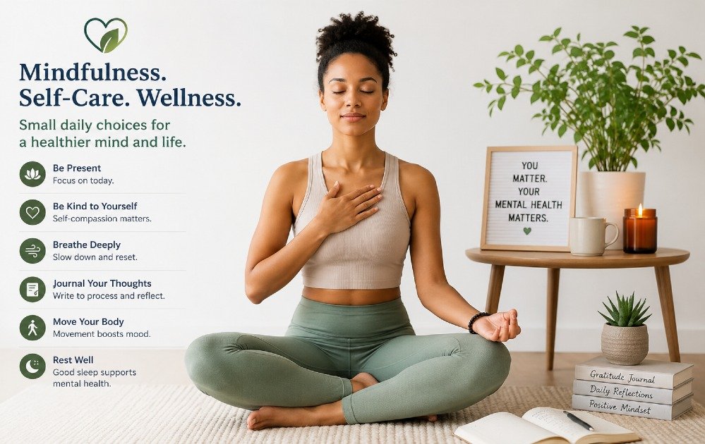Person practicing mindfulness and emotional self-care to support mental health in preventive care and overall wellness.