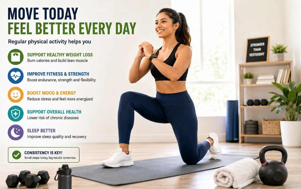 Person engaging in regular physical activity to support healthy, sustainable weight loss and improve overall fitness.