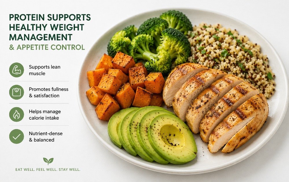 Balanced protein-rich meal supporting healthy weight management and appetite control