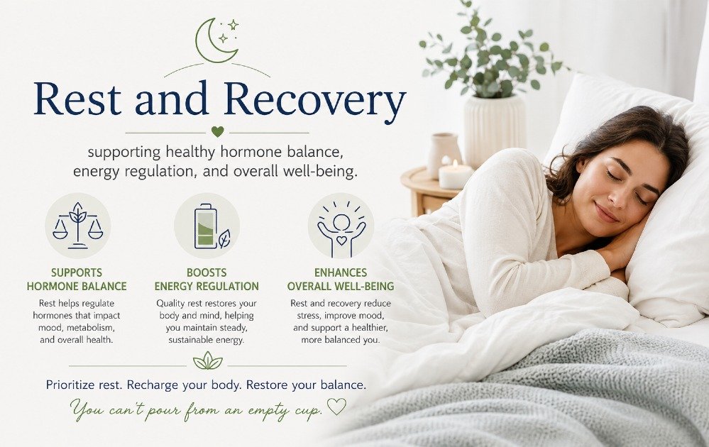 Rest and recovery supporting healthy hormone balance, energy regulation, and overall well-being.