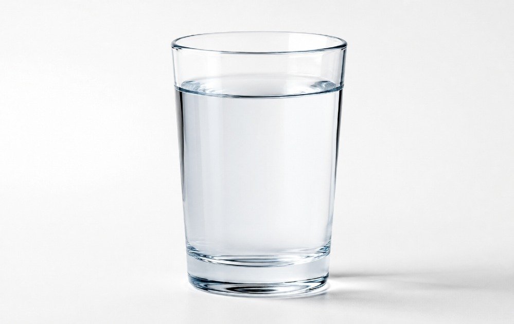 Clear glass of drinking water representing hydration for overall health, wellness, and daily energy support.