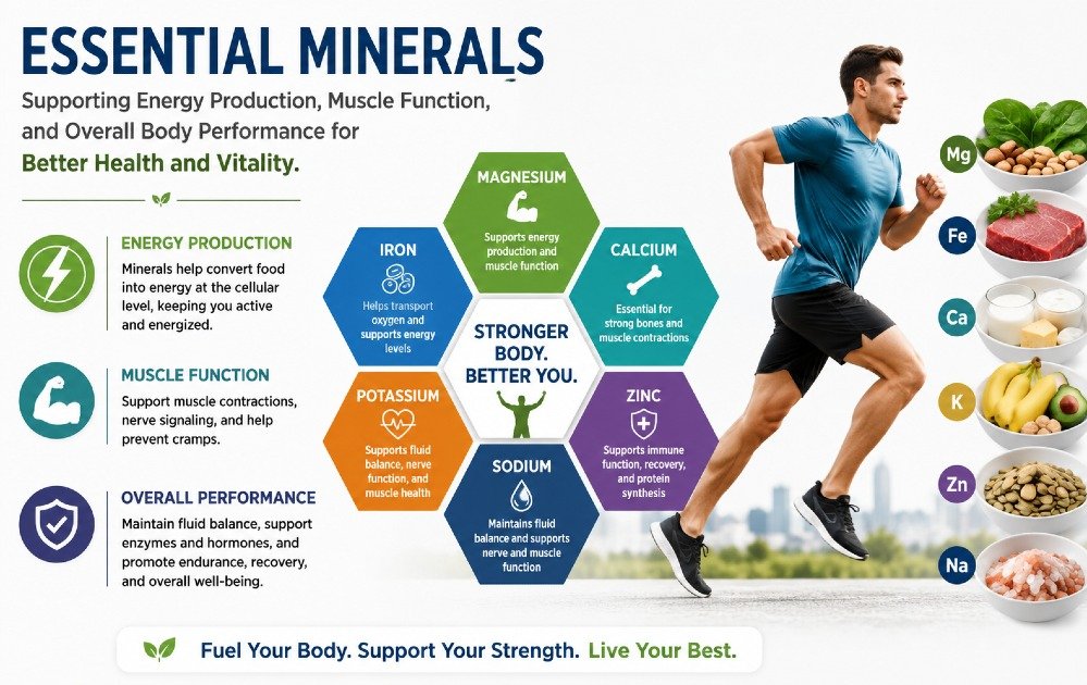 Essential minerals supporting energy production, muscle function, and overall body performance for better health and vitality.Essential minerals supporting energy production, muscle function, and overall body performance for better health and vitality.