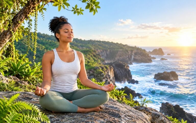 Person practicing 10-minute meditation for stress relief and mental clarity.