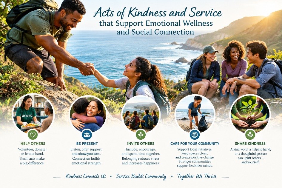 Acts of kindness and service that support emotional wellness and social connection.