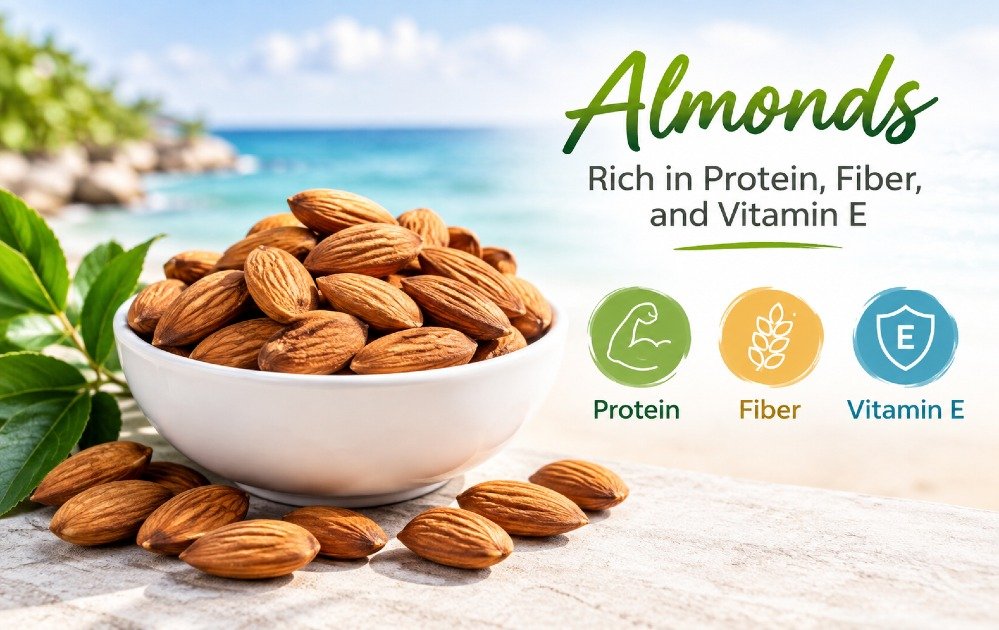 Almonds rich in protein, fiber, and vitamin E