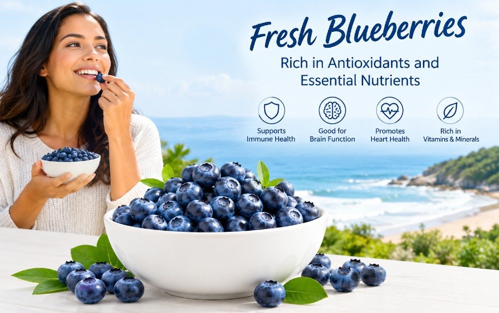 Fresh blueberries rich in antioxidants and essential nutrients