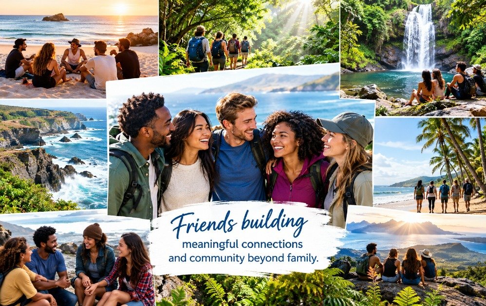 Friends building meaningful connections and community beyond family.