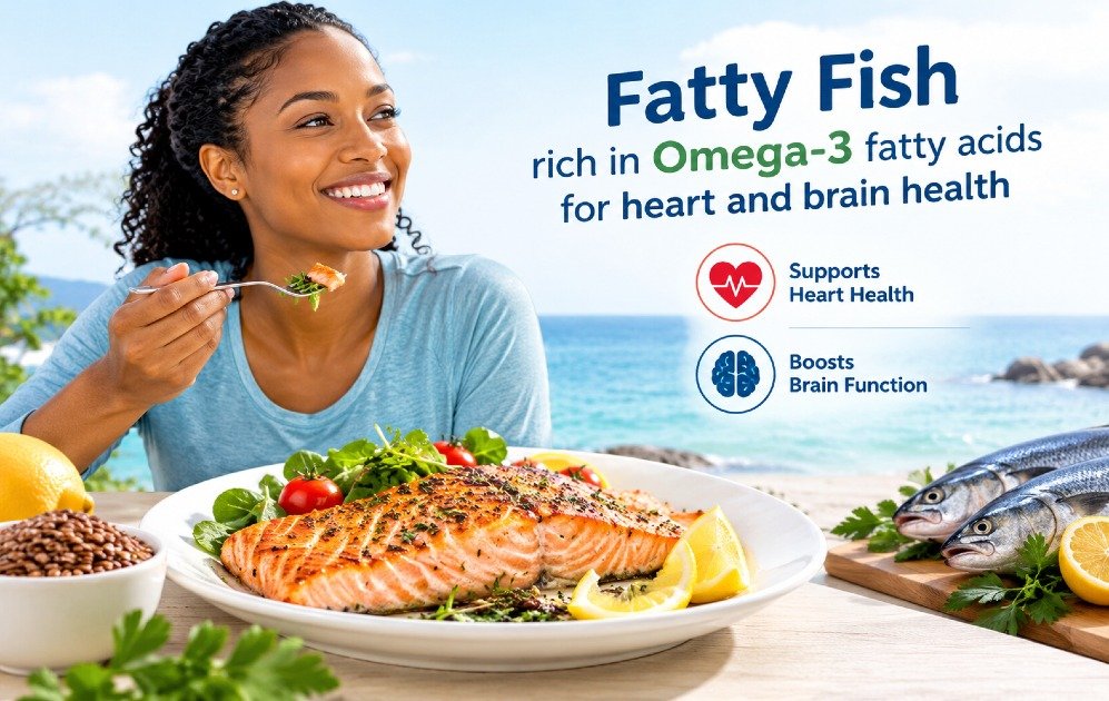 Fatty fish rich in omega-3 fatty acids for heart and brain health