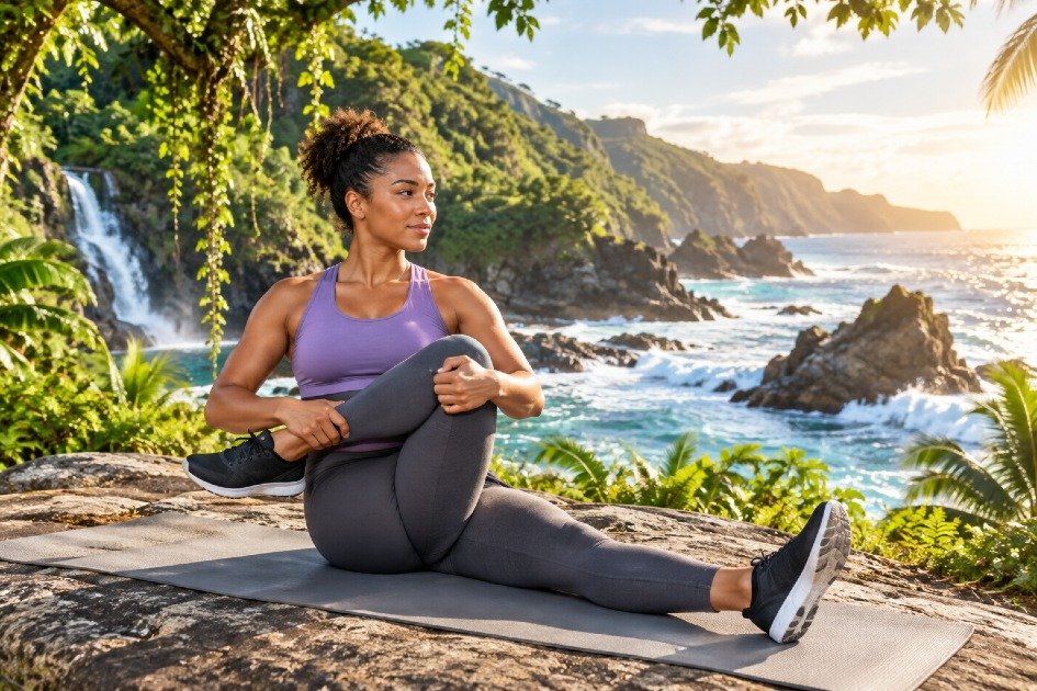 Person performing a figure-four stretch to improve hip mobility and flexibility.