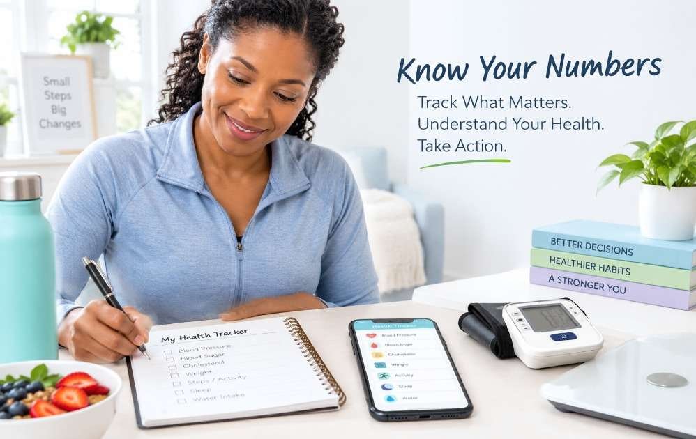 Person tracking key health numbers for better health decisions
