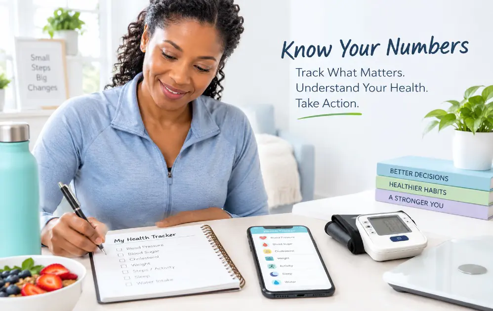 Person tracking key health numbers for better health decisions