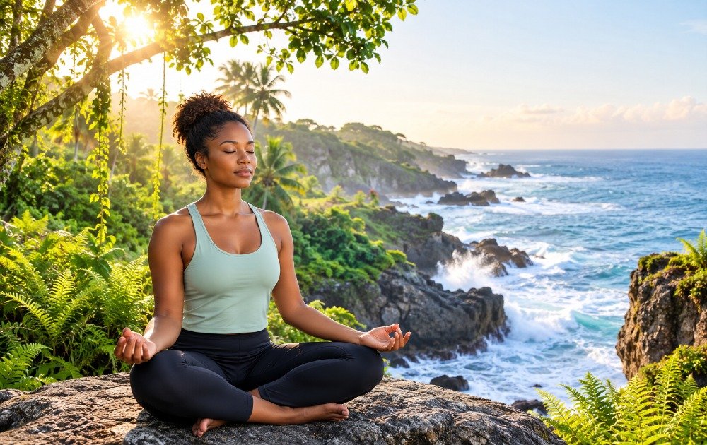 Person practicing mindfulness as part of a daily wellness routine