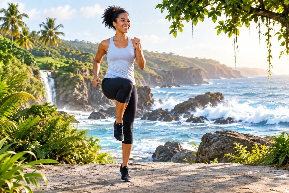 March in place for a simple 2-minute home warm-up.