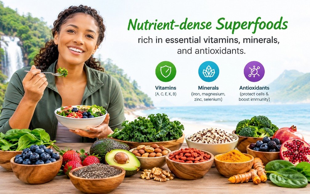 Nutrient-dense superfoods rich in essential vitamins, minerals, and antioxidants.