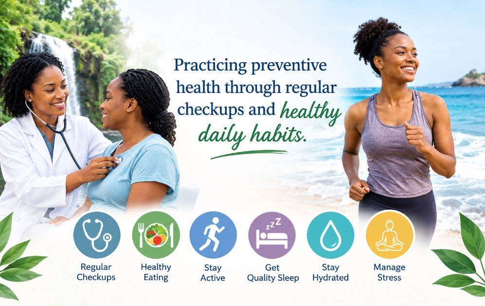 Practicing preventive health through regular checkups and healthy daily habits.
