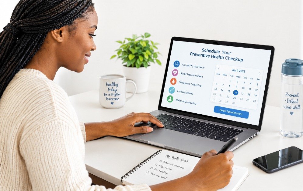 Person scheduling a preventive health checkup
