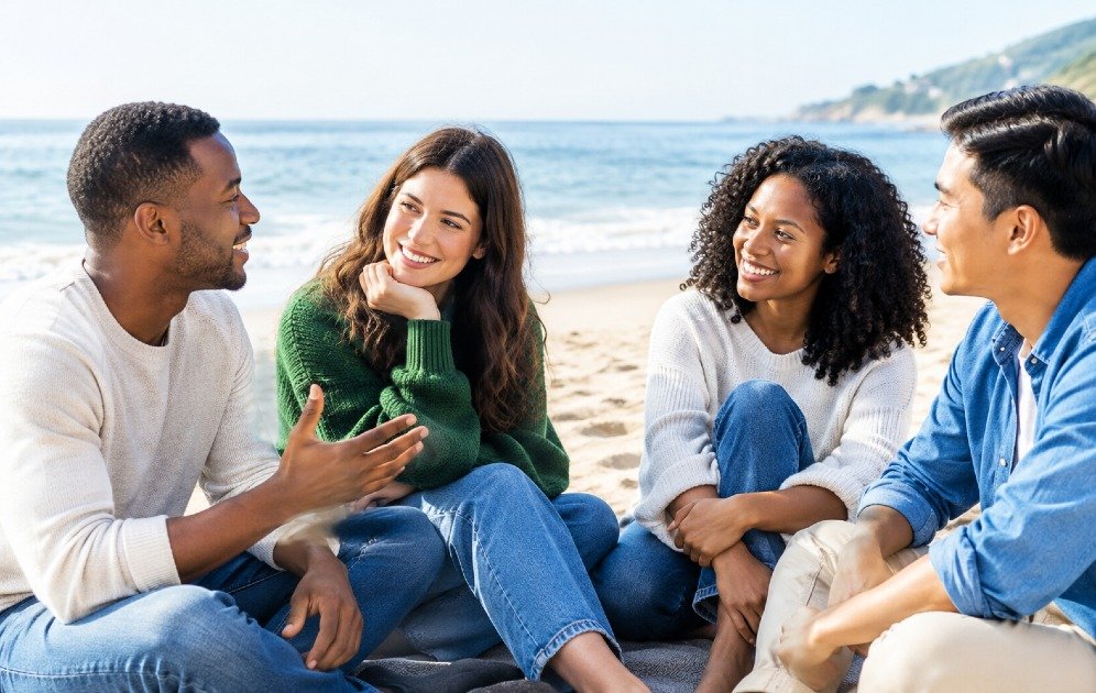 Friends connecting through a meaningful conversation