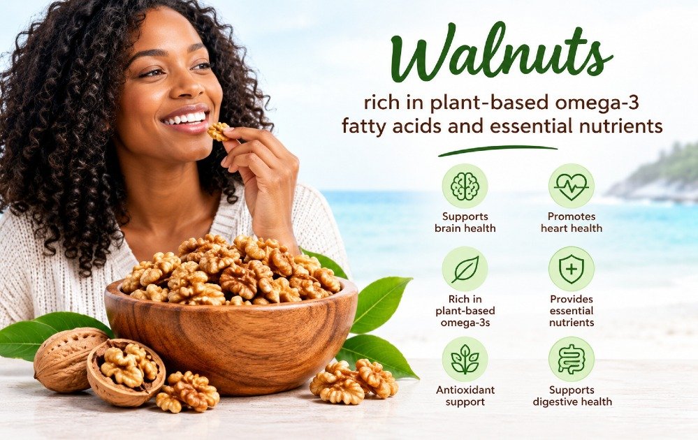 Walnuts rich in plant-based omega-3 fatty acids and essential nutrients